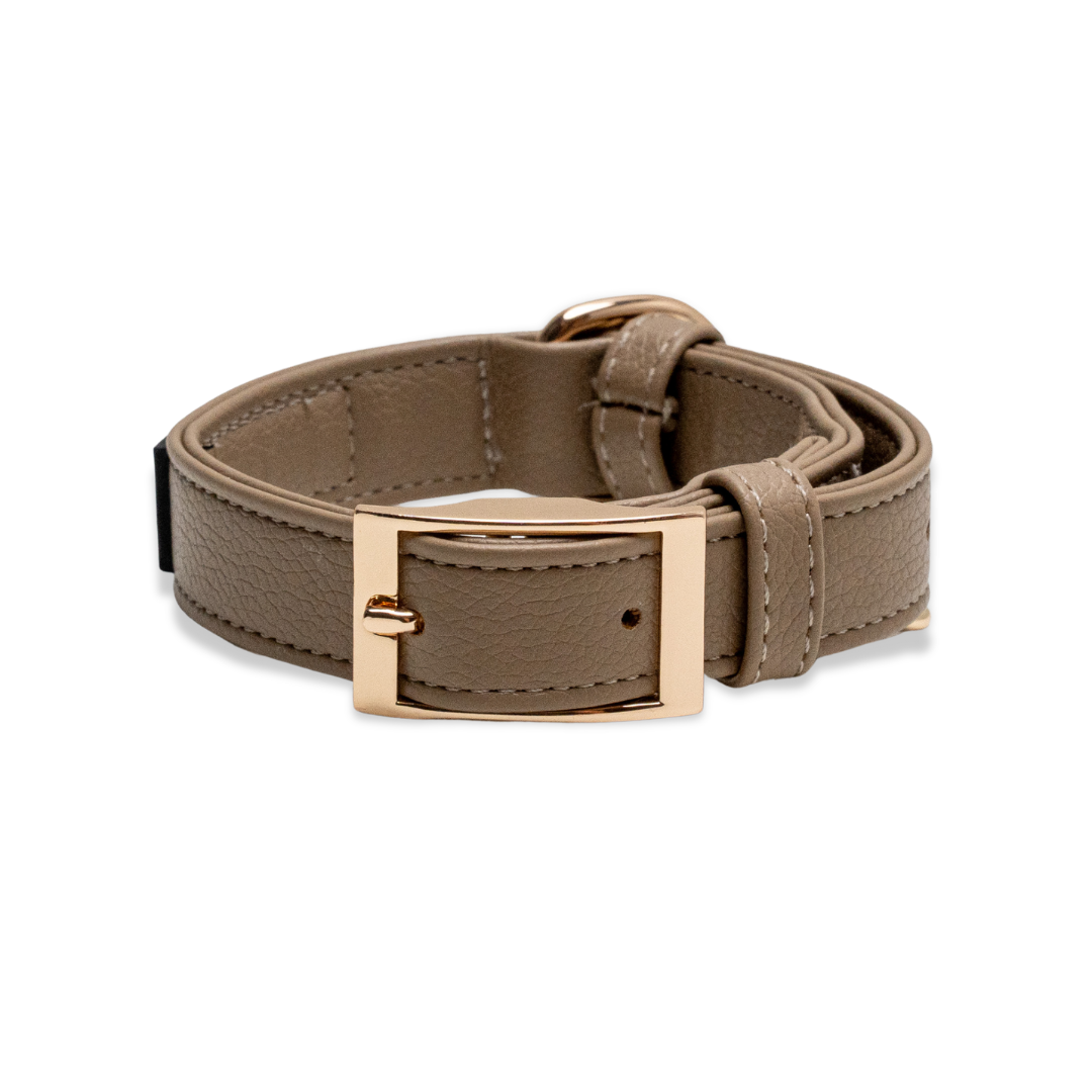 Classic Taupe Vegan Leather Collar